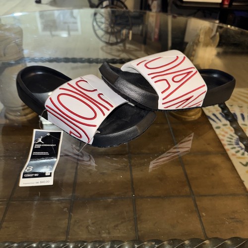 Sandali donna Jordan Nola Slide taglia 8 nuovi con etichette bianco nero rosso