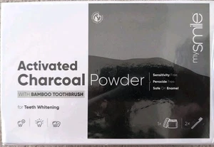 My Smile Activated Charcoal Powder Teeth Whitening Kit with 2x Bamboo Toothbrush - Picture 1 of 6