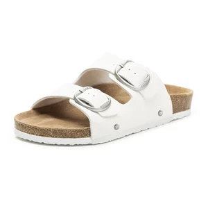 Womens Flat Sandals with Cork Footbed, Open Toe Slides Adjustable Slip On Sli... - Picture 1 of 7
