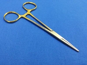 GOLD HANDLE AUTOCLAVABLE O.R GRADE MOSQUITO HEMOSTAT FORCEPS 5" STRAIGHT - Picture 1 of 5
