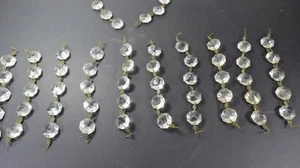 ANTQUE CHANDELIER PARTS Clear Crystal Glass Beading Prisms Faceted Beads 12 - Picture 1 of 6