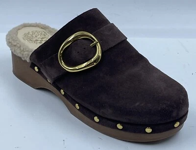 Vince Camuto VC-Canzenee Shoes Women's  9 Brown Suede Wooden Wedge Heel Clog   - Image 1 of 4