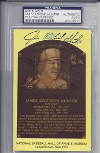 Jim Catfish Hunter Autographed Hall of Fame Plaque - PSA/DNA - Picture 1 of 1