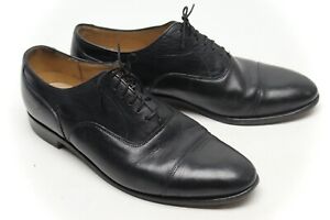 Grenson Mens Oxford Shoes 10 E Black Leather Cap Toe Balmoral Made in England