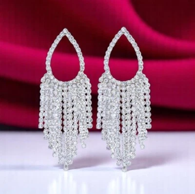 Orecchini d'ottone con File asimmetriche di veri Zirconi Luminosissimi Eleganti - Immagine 1 di 4