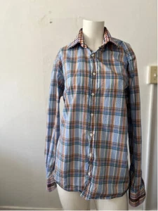 Camisa Etro Milano Para Hombres 39 Púrpura a Cuadros Rayas Abotonada 100% Algodón Hecha en Italia - Imagen 1 de 10