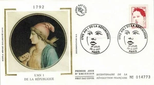1992-Fdc.Enveloppe soie 1°jour/L'an 1 de la république-G.Raysse-Timbre-Yv.2773 - Imagen 1 de 1