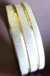 ☼ Ring Edelstahl silberfarbig matt und goldfarben 2 parallele Streifen - Bild 1 von 4