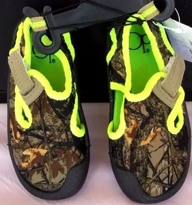 OP OCEAN PACIFIC GREEN CAMO NEOPRENE SWIM POOL BEACH WATER SHOE BOY S 5/6 NEW - Picture 1 of 6