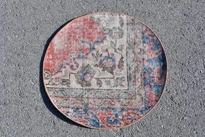 Vintage Rug, Moroccan Rug, 2.3x2.3 ft Small Rug, Colorful Rug, Turkish Rugs - Picture 1 of 6