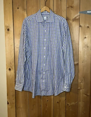 Camisa de algodón Peter Millar para hombre gris púrpura manga larga abotonada XL A3 Foto 1 de 4