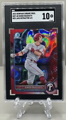 Simon Muzziotti 2022 Bowman Chrome Red Lava Refractor 1st 3/5 SGC Gem Mint 10! - Image 1 of 3