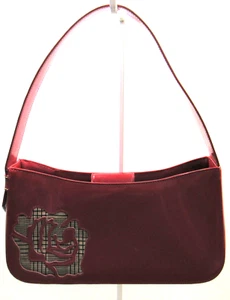 BCBG Maxazria Cartera Bolso de Mano Baguette Rojo con Flor a Cuadros - Imagen 1 de 8