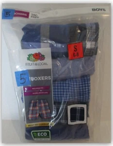 Fruit of the Loom BOYS SMALL 6-8 relaxed fit woven boxers 5pr wicking Best fit - Picture 1 of 2