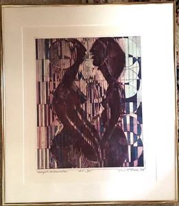 1970 Vincent Rascon Women In Love Modern Graphic Op Art Etching Lesbian Gay - Picture 1 of 5