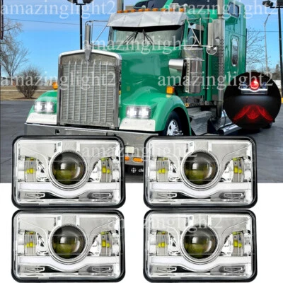 4X DOT 4x6'' LED Headlights fit Kenworth T800 T400 T600 W900B Classic 120/132 HK - Image 1 of 4