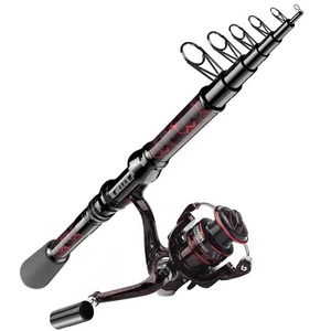 Fishing Rod and Reel Combos - High Carbon Fiber Telescopic Fishing Pole and 1... - Picture 1 of 6
