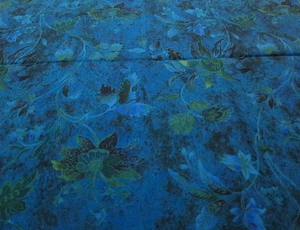 51x44" Over the Rainbow by Jinny Beyer 2008 RJR Fabrics Blue Green Floral Cotton - Picture 1 of 4
