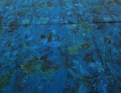 51x44" Over the Rainbow by Jinny Beyer 2008 RJR Fabrics Blue Green Floral Cotton - Image 1 of 4