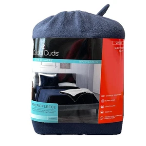 Cuddl Duds Microfleece Sheet Set NEW Queen Navy Super Soft Warm Cozy Deep Pocket - Picture 1 of 8