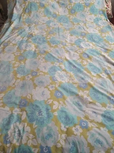 Vtg Dorma Blue Flower Power Large Flat Sheet Terylene/Cotton Fabric 102" X 88" - Picture 1 of 3