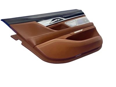 2017-2022 BMW M760I REAR LEFT DOOR TRIM PANEL BLACK & BROWN LEATHER OEM - Image 1 of 4