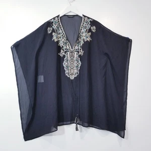 Miraclesuit Badeanzug Cover Up bestickte Quasten Damen Größe Medium schwarz blau - Bild 1 von 11