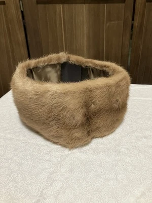 Cuello de piel de visón real marrón claro Foto 1 de 4