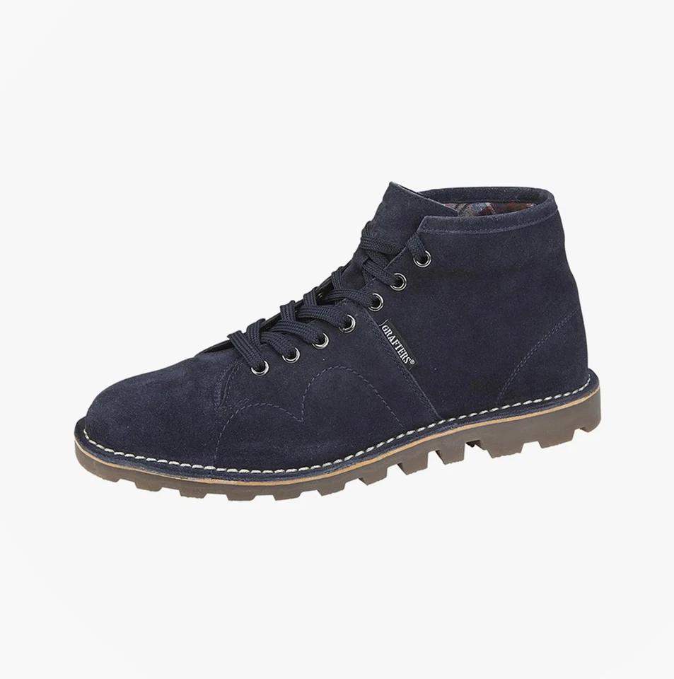 Grafters B430 Unisex Adults Casual Lace-Up Monkey Boots -Navy - Image 1 of 1