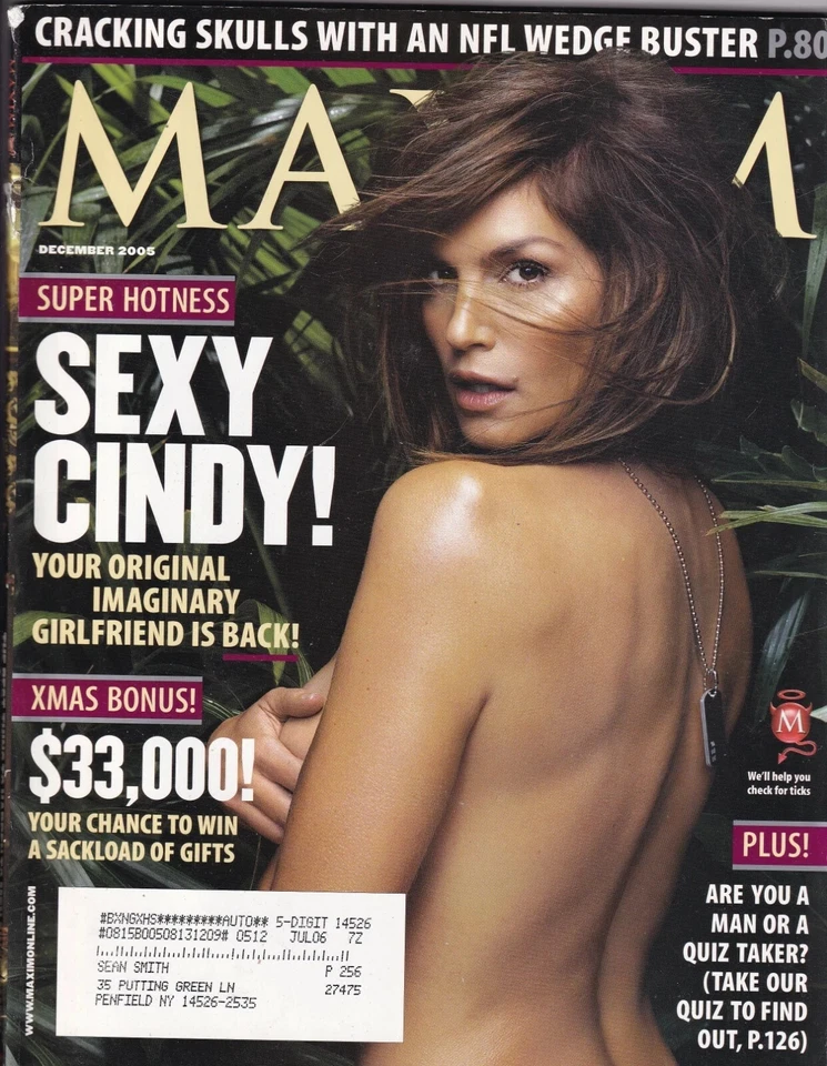 Maxim Magazine December 2005 Cindy Crawford Layla Kayleigh April Scott - Image 1 of 1