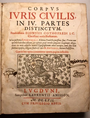 1662* DROIT CORPUS JURIS CIVILIS GOTHOFREDI JUSTICE CODES LIVRE ANCIEN LAWS BooK - Photo 1/4