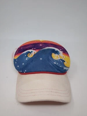 Patagonia Ocean Waves Atardecer Malla Camionero Rosa/Blanco Ajustable Snapback Sombrero Foto 1 de 4