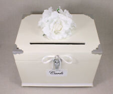 Antique White, Pearl, Silver Wooden Wedding Card Box Trunk, Shabby Chic Wedding,