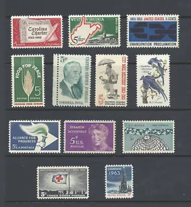 U.S. 1963 Commemorative Year Set 12 MNH Stamps - Picture 1 of 1