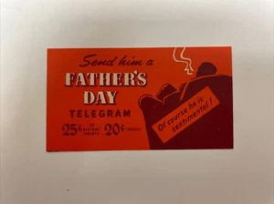 Western Union "Send Him a Father's Day Telegram" Label Decal Travel Ad - Picture 1 of 2