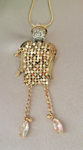 Collier long pendentif ange en maille cristal Betsey Johnson, Angel & Wings