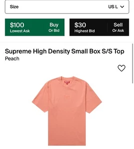 SUPREME HIGH DENSITY SMALL BOX S/S TOP- PEACH SIZE LARGE/ FW21 WEEK 4/ AUTHENTIC - Picture 1 of 2