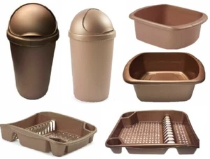 Rose Gold Plastic Washing Up Bowl Dish Tray Drainer Waste Bullet Bin Kitchen New - Picture 1 of 13