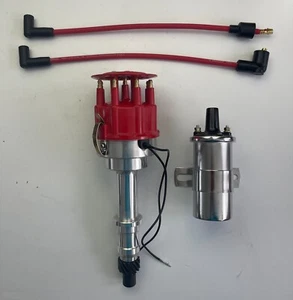 PONTIAC 350 389 400 455 RED PRO-BILLET Distributor + CHROME COIL use w/ MSD Box - Picture 1 of 12