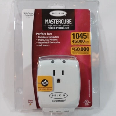Belkin Mastercube Surge Protector, Model F9H120-CW - Computer, Phone, Fax - NEW - Image 1 of 4