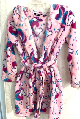 Lands End Girl's fleece unicorn robe with tie belt size 10 - Image 1 of 4