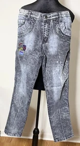 Jeans Elastic Slim Ripped Harlan Jeans Kids Embroidery Hip Hop Denim Pants - Picture 1 of 4