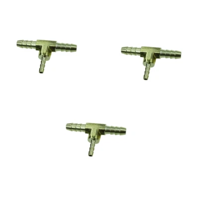 Brass Hose Barb Reducing Tee Reducer Fitting 1/4" x 1/4" x 1/8" for Air Fuel 3Pc - Image 1 of 2