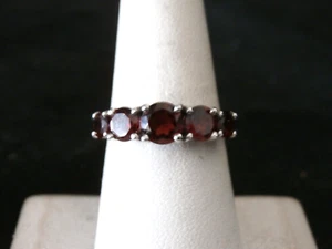 Stunning Sterling Silver Garnet Lined Studded Ring #489 - Picture 1 of 7