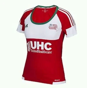ADIDAS MLS New England Revolution Red White S/S Soccer Jersey NEW Womens Sz L - Picture 1 of 4