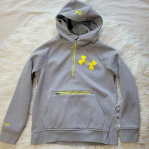 Under Armour Storm 2 Hoodie Youth Size L Loose Fit Grey/Yellow 2 Pouch Pockets - Picture 1 of 6