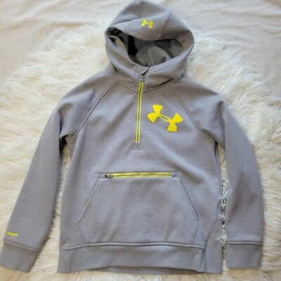 Under Armour Storm 2 Hoodie Youth Size L Loose Fit Grey/Yellow 2 Pouch Pockets - Image 1 of 4
