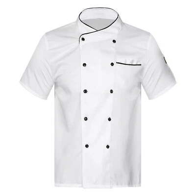Unisex Mens Womens Chef Coat Uniform Classic Jacket Restaurant Kitchen Workwear - Image 1 of 4