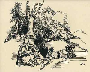 Wilhelm MORGNER MEDIODÍA MACEDONIA 1916 - Gráfico impreso según dibujo 1947 - Imagen 1 de 1