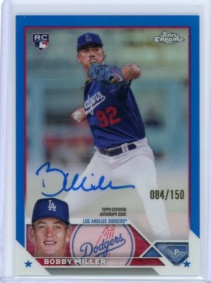 2023 Topps Chrome Blue Refractor Bobby Miller 084/150 Auto Autograph RC Rookie - Image 1 of 2